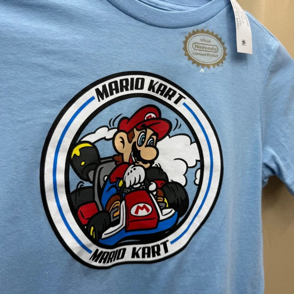 Nintendo Mario Kart Kids Light Blue Graphic‎ T-Shirt Size S 6/7 New GTSM027GYSC